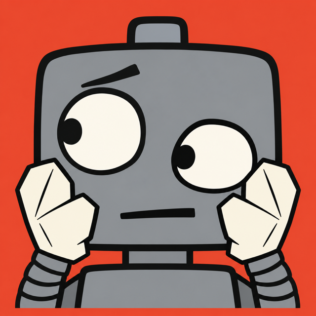 jeetbot: a navy robot raising two huge paper hands